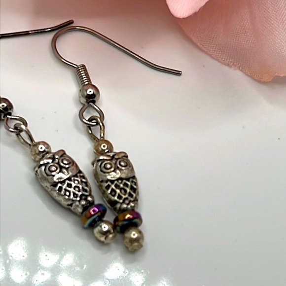 Jewelry - Miniature Silver Owl Earrings.